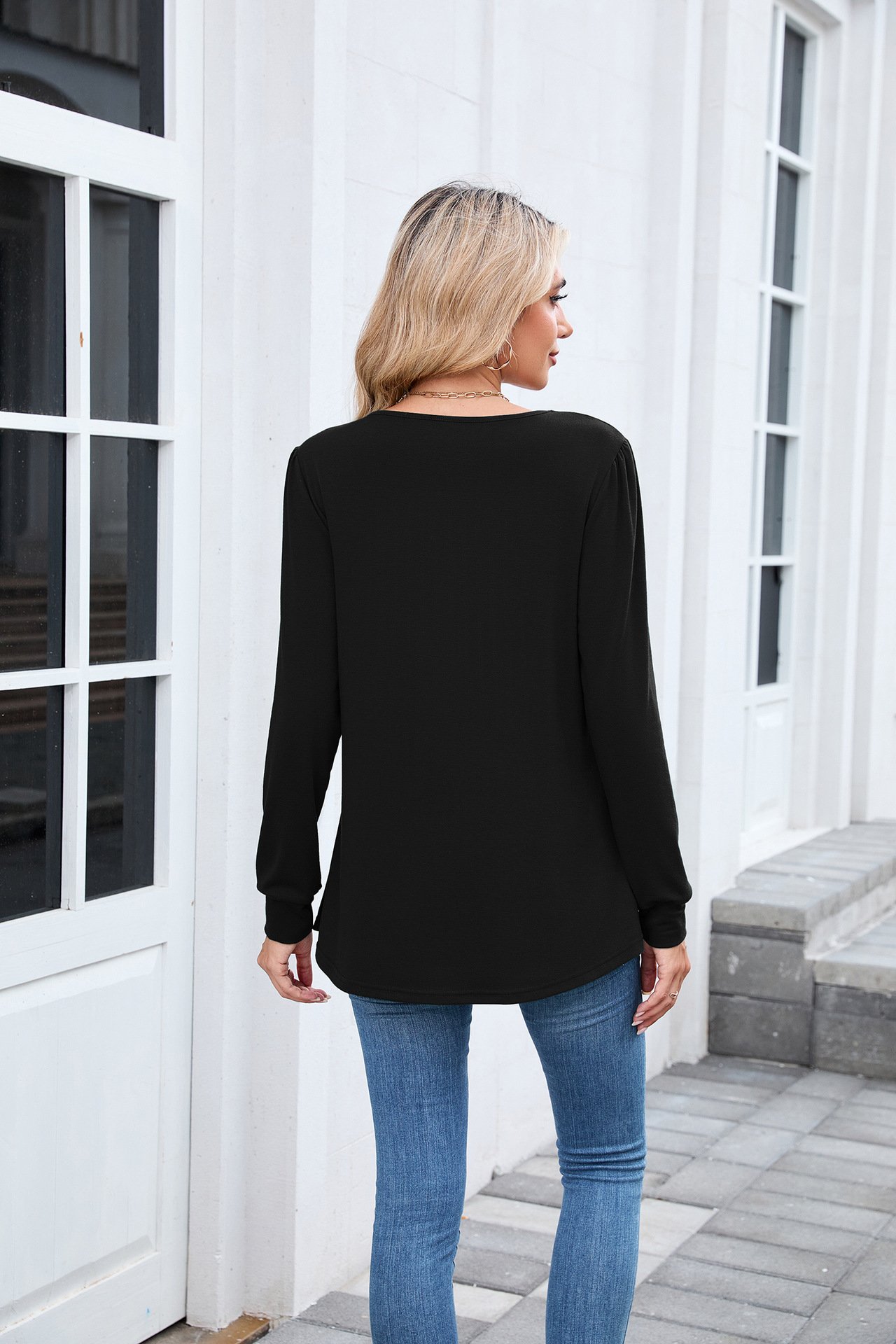 T-shirts Femmes Décontracté Plain Printemps / Automne Polyester Coupe Régulière Manches Longues Col Rond Trapèze Régulier