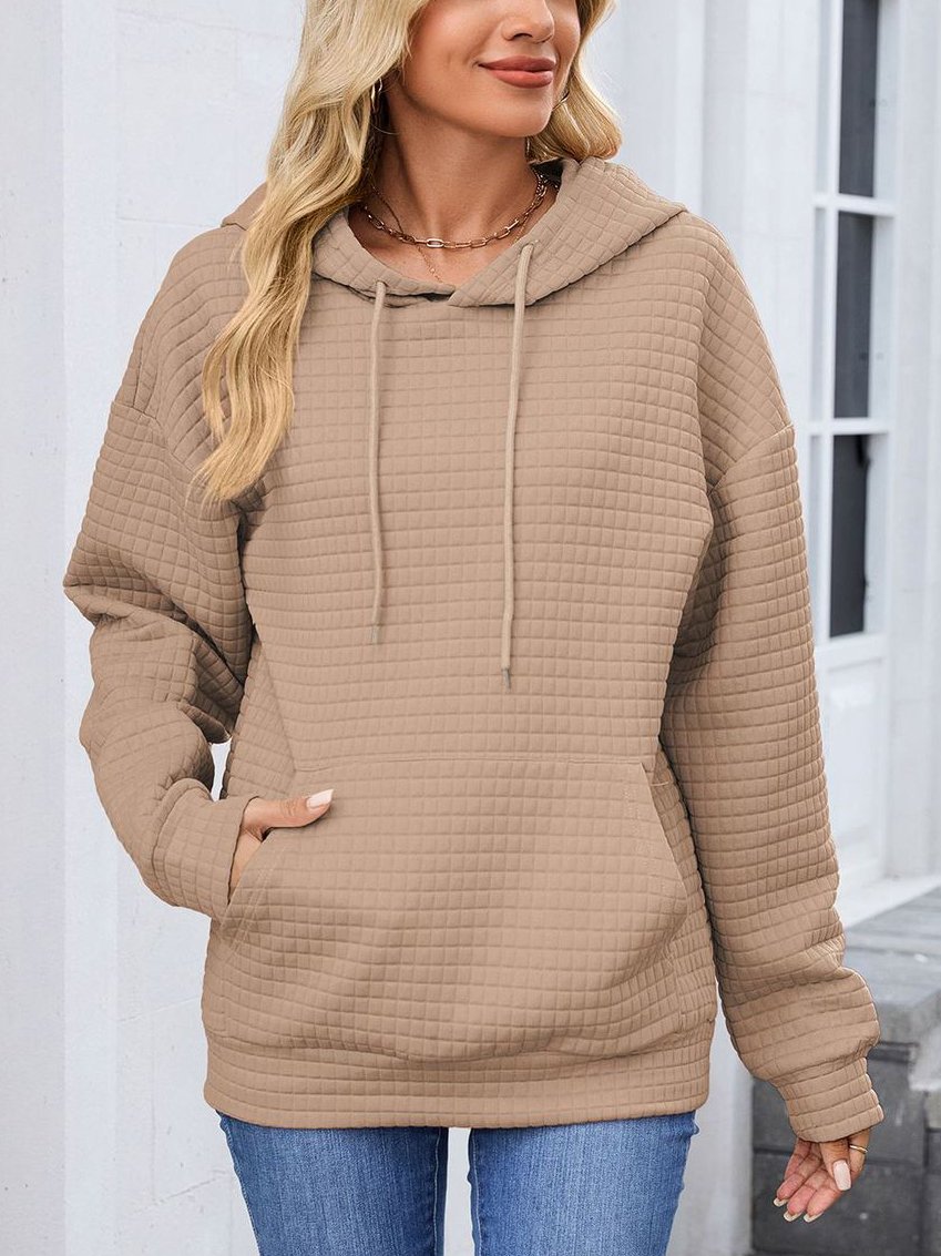 à Capuche Décontracté Plain Printemps / Automne Coton Micro-élasticité Coupe Régulière Régulier Trapèze Régulier pour Femmes