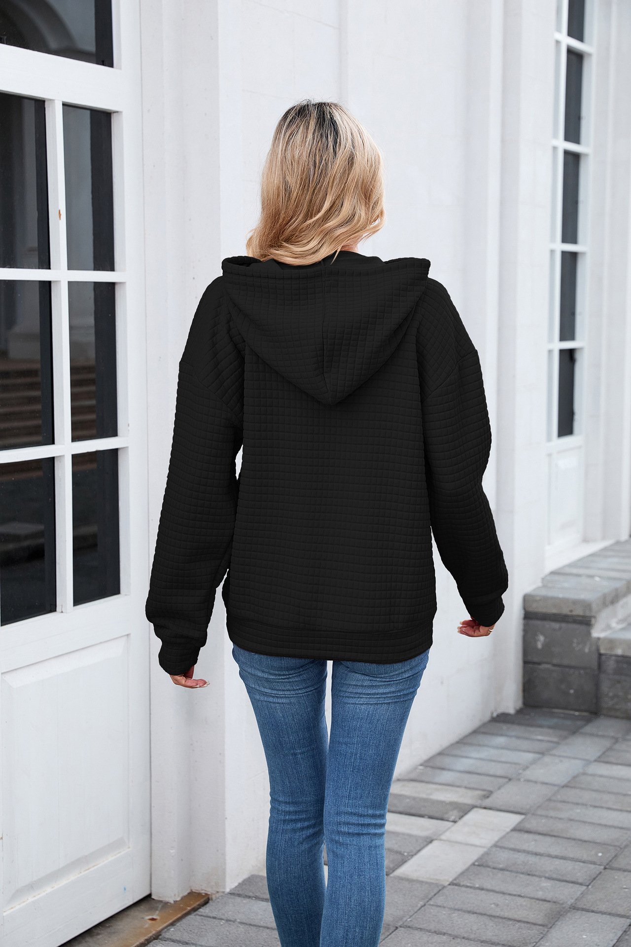 à Capuche Décontracté Plain Printemps / Automne Coton Micro-élasticité Coupe Régulière Régulier Trapèze Régulier pour Femmes