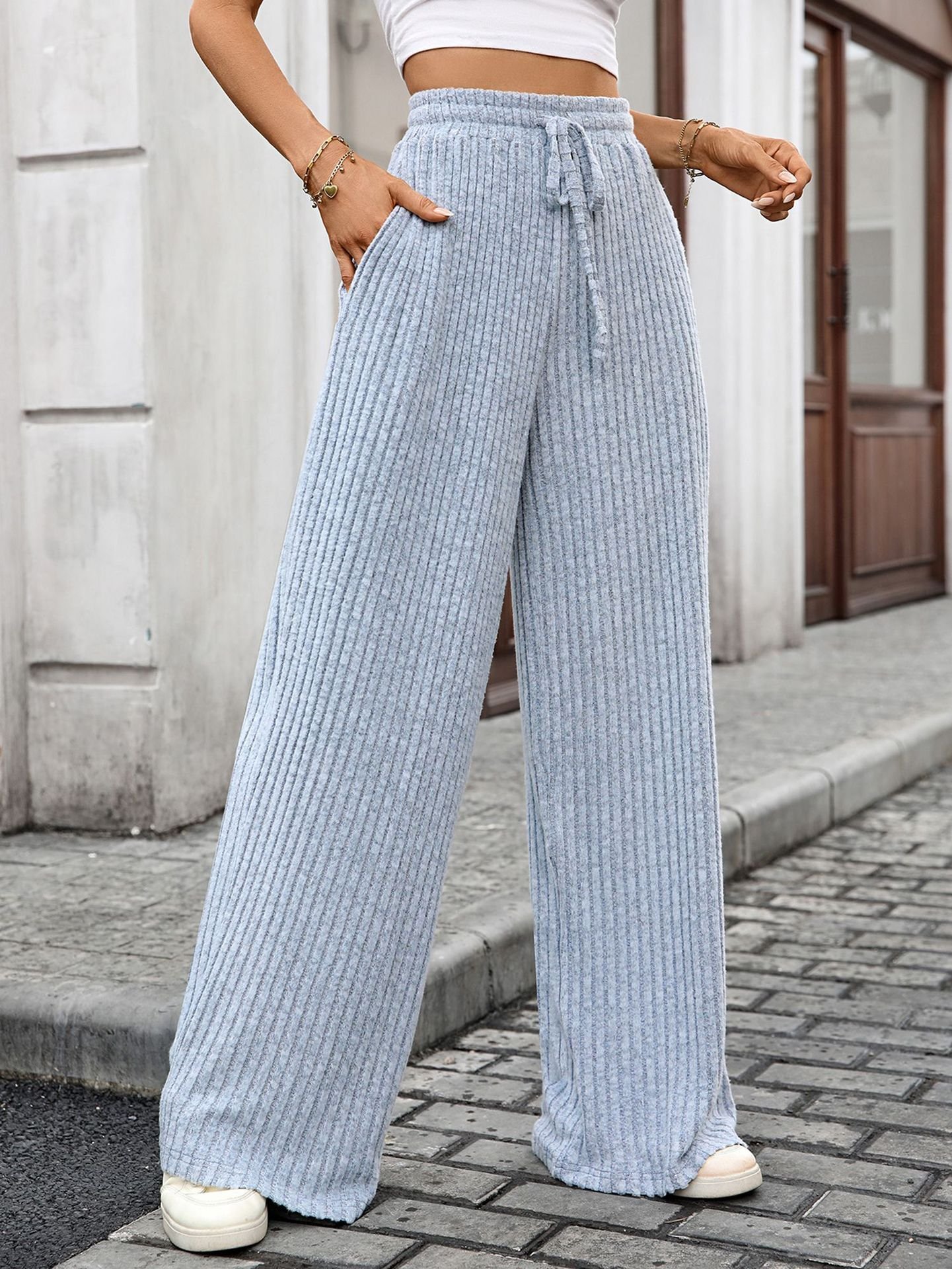 Pantalons Femmes Décontracté Plain Printemps / Automne Coton Micro-élasticité Coupe Régulière Pantalons à Jambe Large Long Régulier