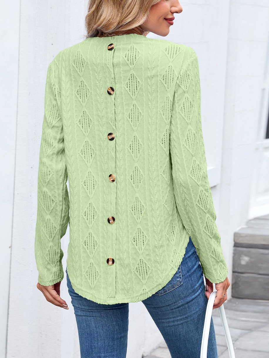 T-shirts Femmes Décontracté Plain Printemps / Automne Polyester Coupe Régulière Col Rond Régulier Trapèze Régulier
