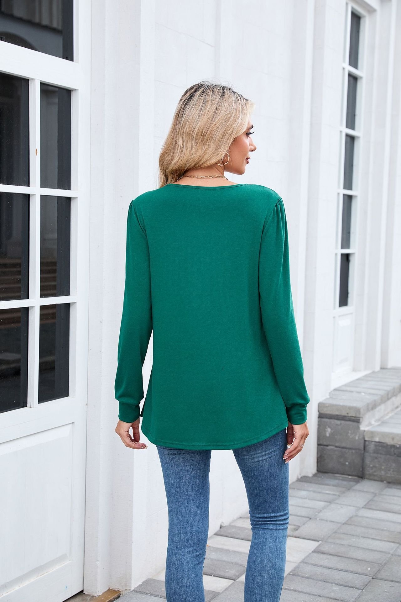 T-shirts Femmes Décontracté Plain Printemps / Automne Polyester Coupe Régulière Manches Longues Col Rond Trapèze Régulier
