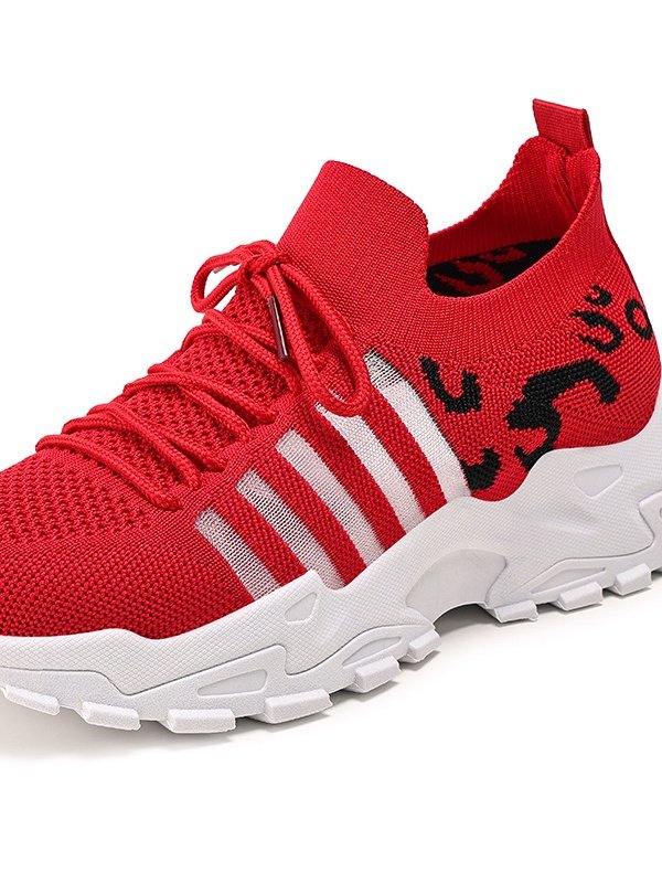 Chaussures Décontractées Urbain Toutes Les Saisons Zèbre Évidé Sportif & De Plein Air Talon Bas Tissu Caoutchouc Chaussures tissées à la mouche pour Femmes