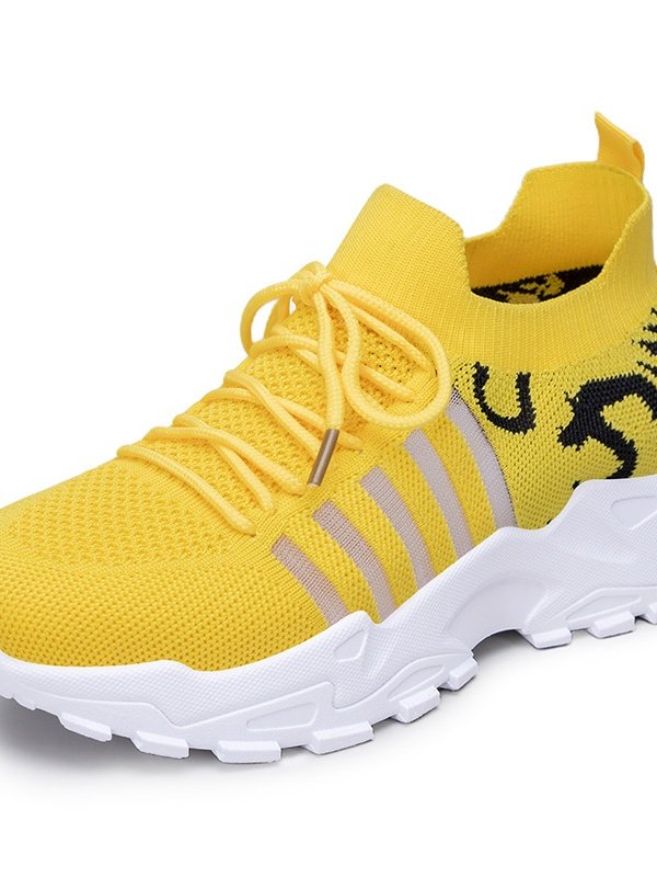 Chaussures Décontractées Urbain Toutes Les Saisons Zèbre Évidé Sportif & De Plein Air Talon Bas Tissu Caoutchouc Chaussures tissées à la mouche pour Femmes