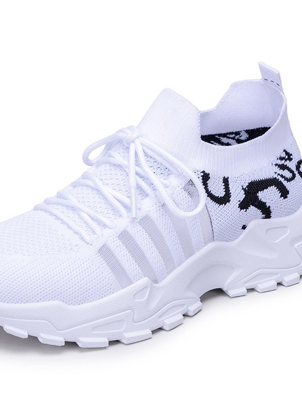 Chaussures Décontractées Urbain Toutes Les Saisons Zèbre Évidé Sportif & De Plein Air Talon Bas Tissu Caoutchouc Chaussures tissées à la mouche pour Femmes