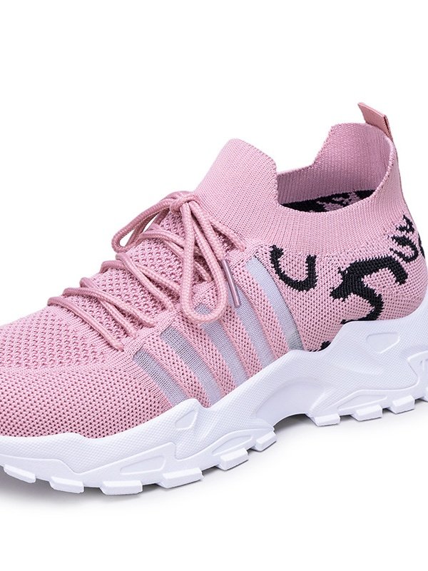 Chaussures Décontractées Urbain Toutes Les Saisons Zèbre Évidé Sportif & De Plein Air Talon Bas Tissu Caoutchouc Chaussures tissées à la mouche pour Femmes