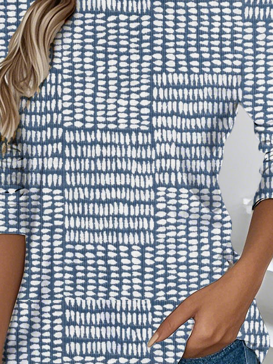 T-shirts Géométrique Décontracté Printemps / Automne Aucune élasticité Faire la navette Manches Longues Régulier Droit Non pour Femmes