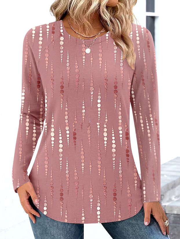 T-shirts Décontracté Bloc de Couleur Printemps / Automne Micro-élasticité Quotidien Coupe Régulière Manches Longues Régulier Trapèze pour Femmes