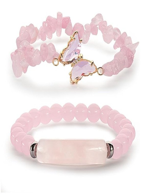 Bracelets Dame Romance Papillon Toutes Les Saisons Roulotté Sortie Pierre naturelle multicouche Bracelet pour Femmes