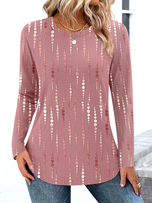 T-shirts Décontracté Bloc de Couleur Printemps / Automne Micro-élasticité Quotidien Coupe Régulière Manches Longues Régulier Trapèze pour Femmes
