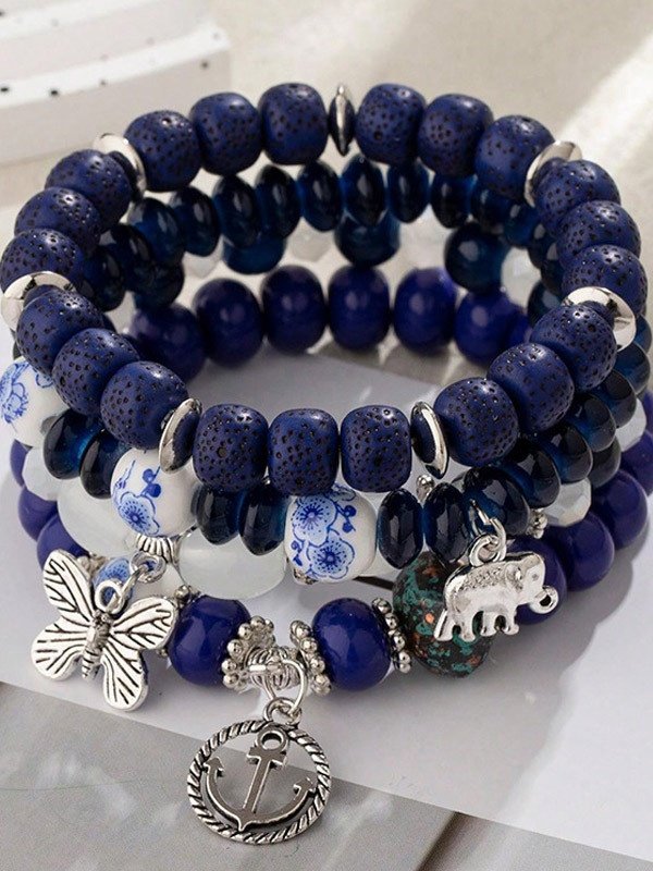 Bracelets Femmes de Style Occidental Abstrait Toutes Les Saisons Imprimé Quotidien multicouche Bracelet Céramique