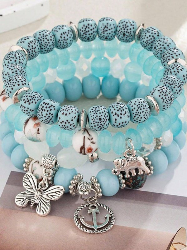 Bracelets Femmes de Style Occidental Abstrait Toutes Les Saisons Imprimé Quotidien multicouche Bracelet Céramique