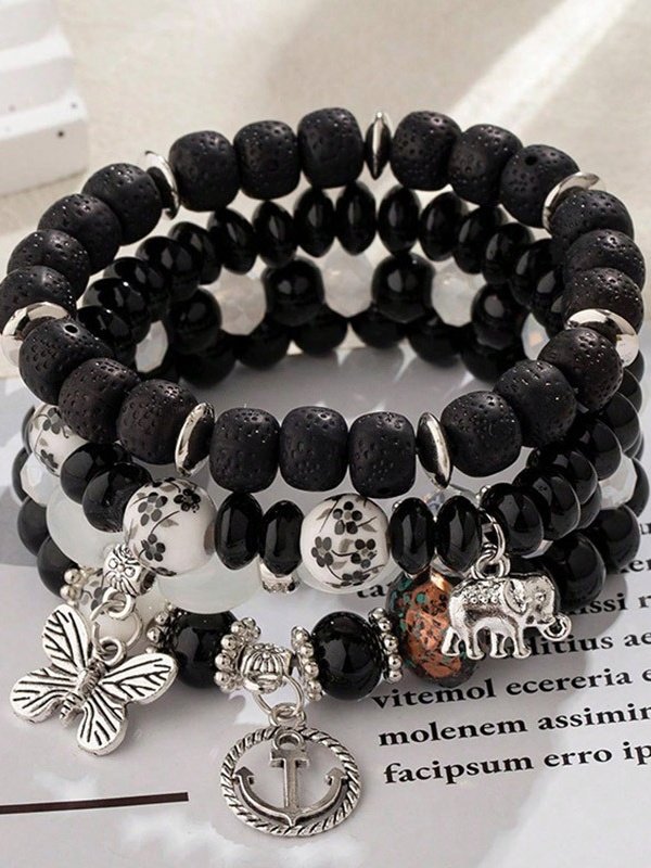 Bracelets Femmes de Style Occidental Abstrait Toutes Les Saisons Imprimé Quotidien multicouche Bracelet Céramique
