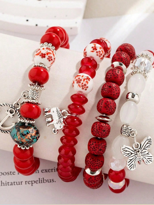 Bracelets Femmes de Style Occidental Abstrait Toutes Les Saisons Imprimé Quotidien multicouche Bracelet Céramique