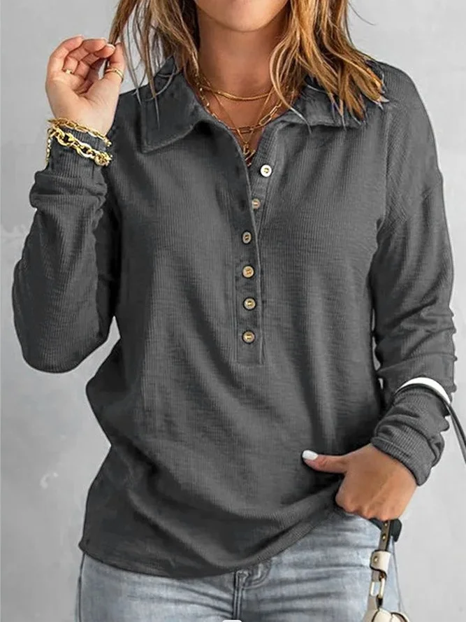Sweat-shirts Femmes Urbain Plain Printemps / Automne Polyester Joint Fendu Col Montant Coupe Régulière Manches Longues Régulier