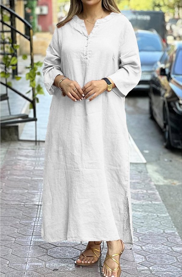 Femmes Plain Bleu Col V Confortable Robe Maxi Décontracté