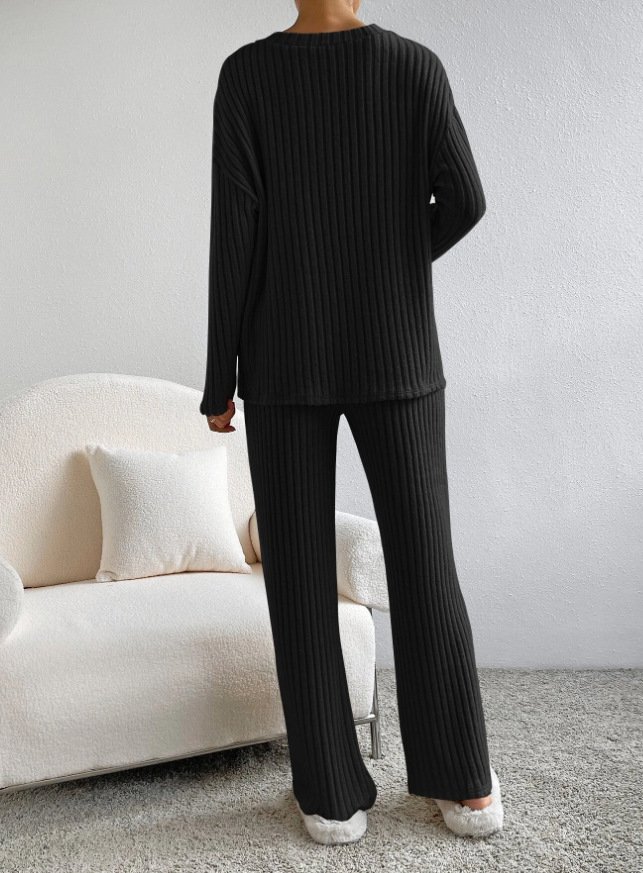 Deux Pièces Ensembles Femmes Sportif Plain Printemps / Automne Col V Naturel Coupe Régulière Manches Longues Droit Régulier