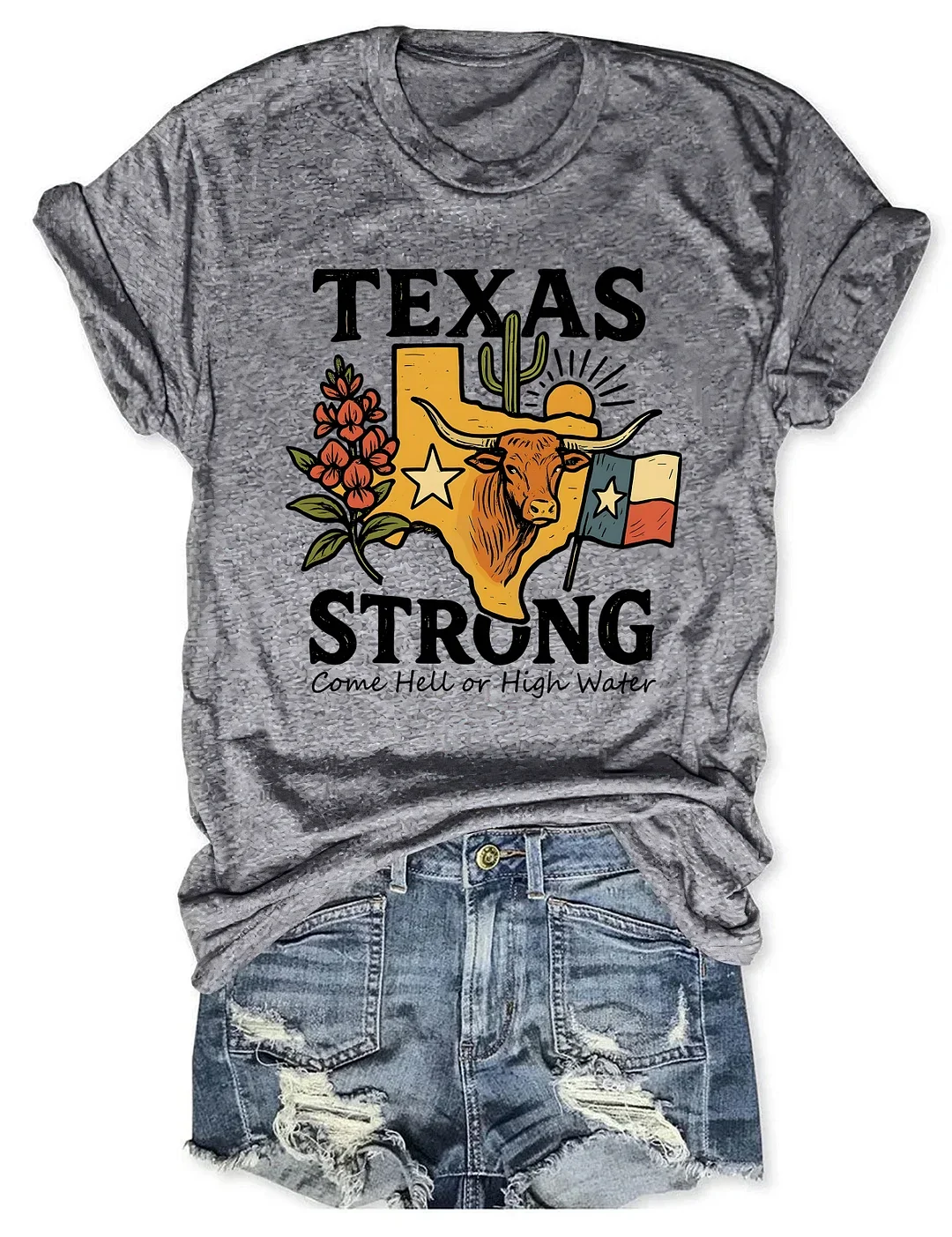 T-shirts Femmes Été Simple Lettres de texte Coton Micro-élasticité Manches Courtes Col Rond Régulier Régulier