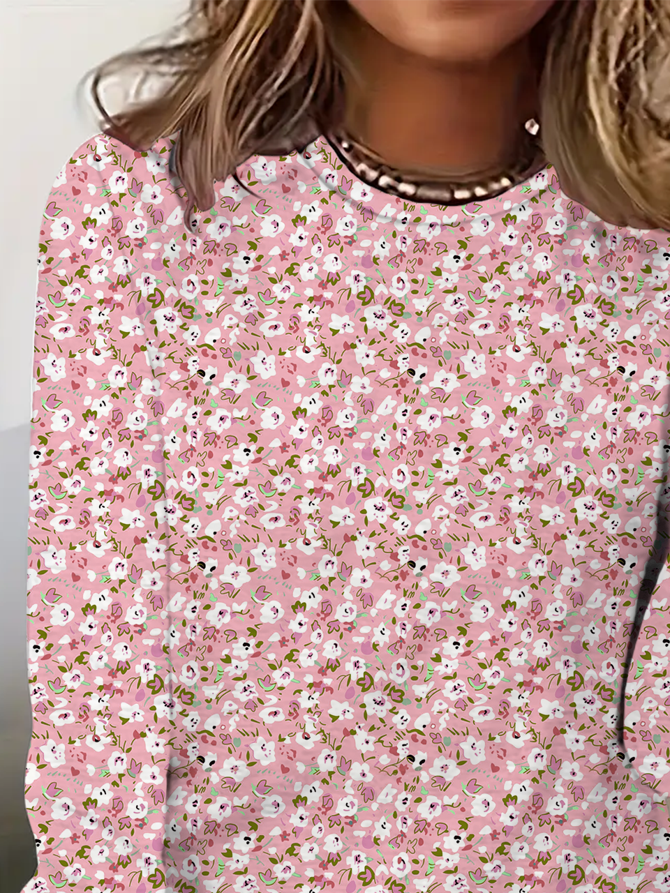 T-shirts Femmes Décontracté Floral Printemps / Automne Micro-élasticité Faire la navette Ample Jersey Manches Longues Droit
