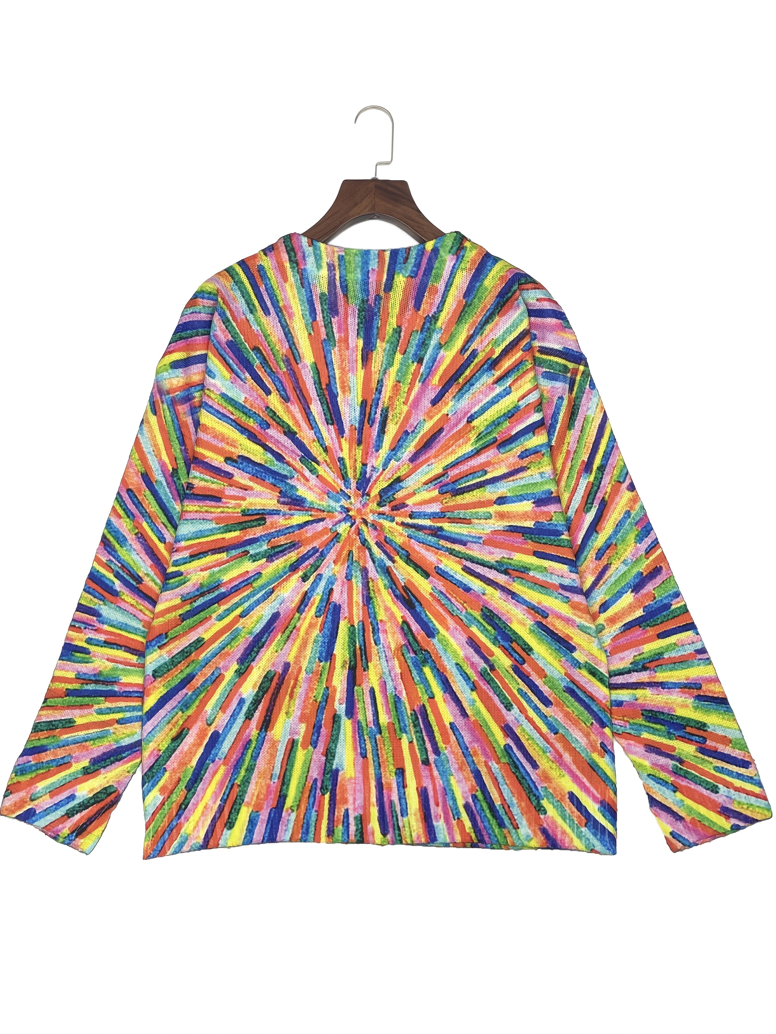 Cardigans Motif dégradé Paysan Printemps / Automne Tricoté Ample Boutons Manches Longues Régulier Droit pour Femmes