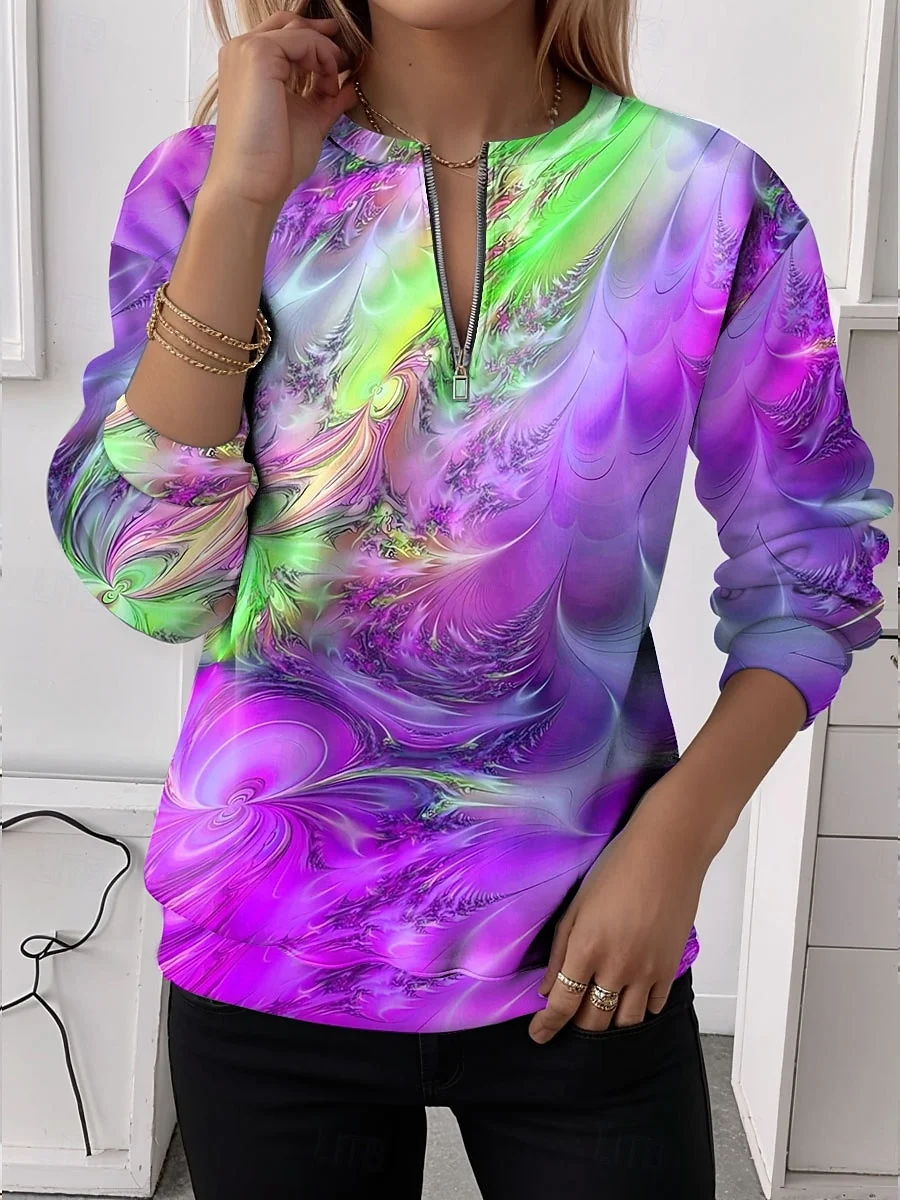 Sweat-shirts Femmes Simple Ombre Printemps / Automne Polyester Ample Régulier Droit Régulier T.-N.-L.