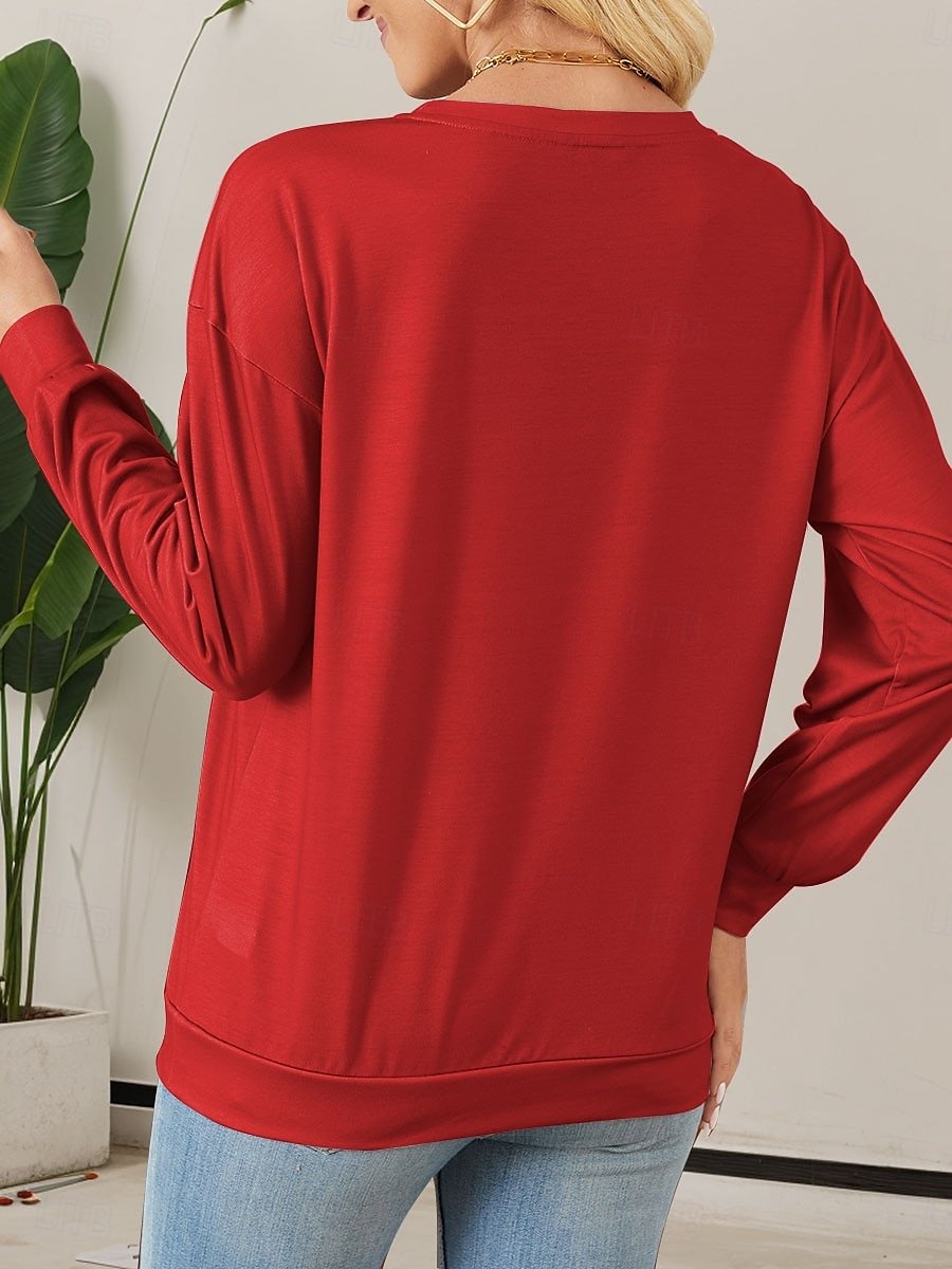 Sweat-shirts Géométrique Décontracté Printemps / Automne Polyester Micro-élasticité Faire la navette Régulier Droit Régulier pour Femmes