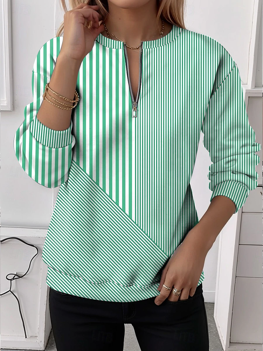 Sweat-shirts Femmes Géométrique Simple Printemps / Automne Quotidien Ample Col Rond Droit Régulier T.-N.-L.