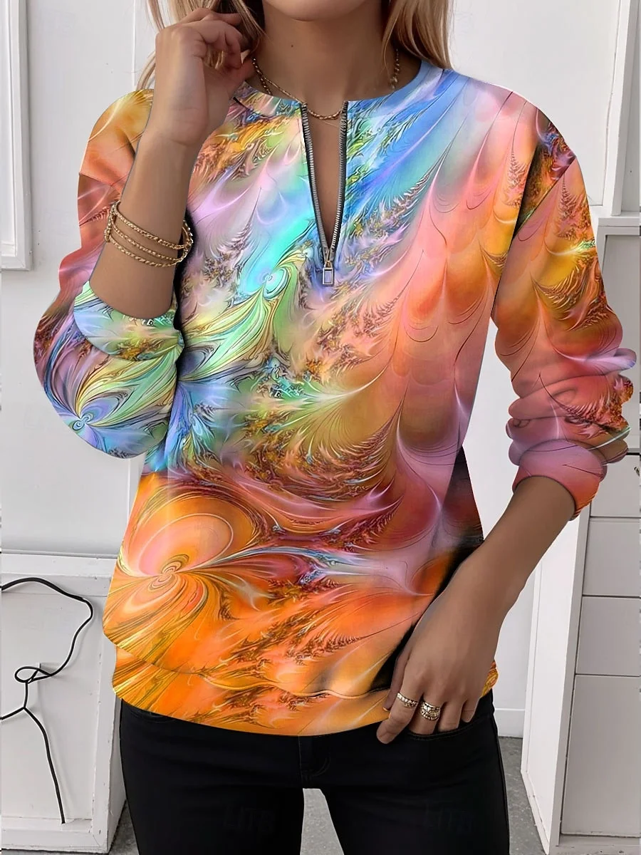 Sweat-shirts Femmes Simple Ombre Printemps / Automne Polyester Ample Régulier Droit Régulier T.-N.-L.