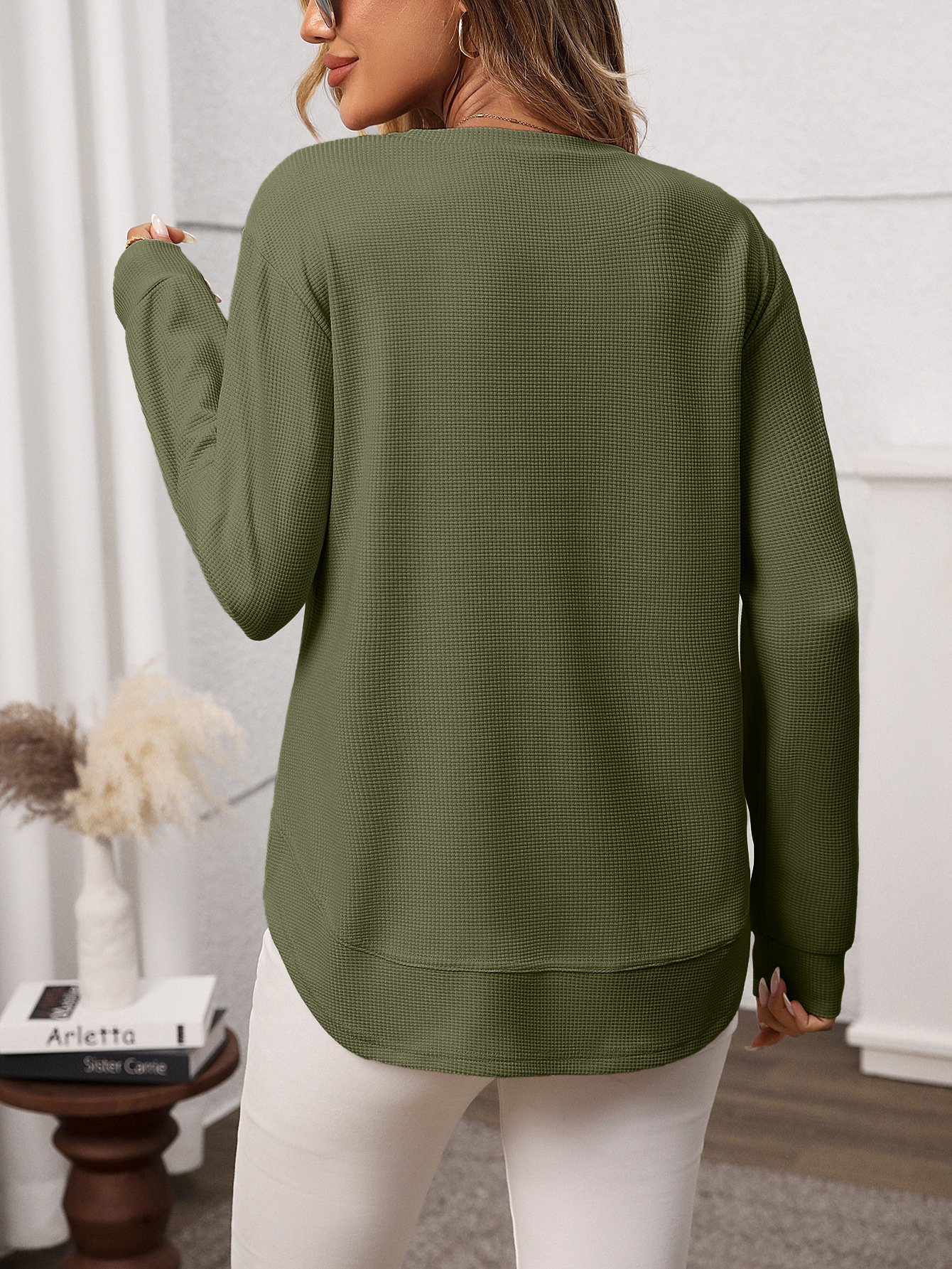 T-shirts Décontracté Plain Printemps / Automne Coton Micro-élasticité Coupe Régulière Manches Longues Régulier Régulier pour Femmes