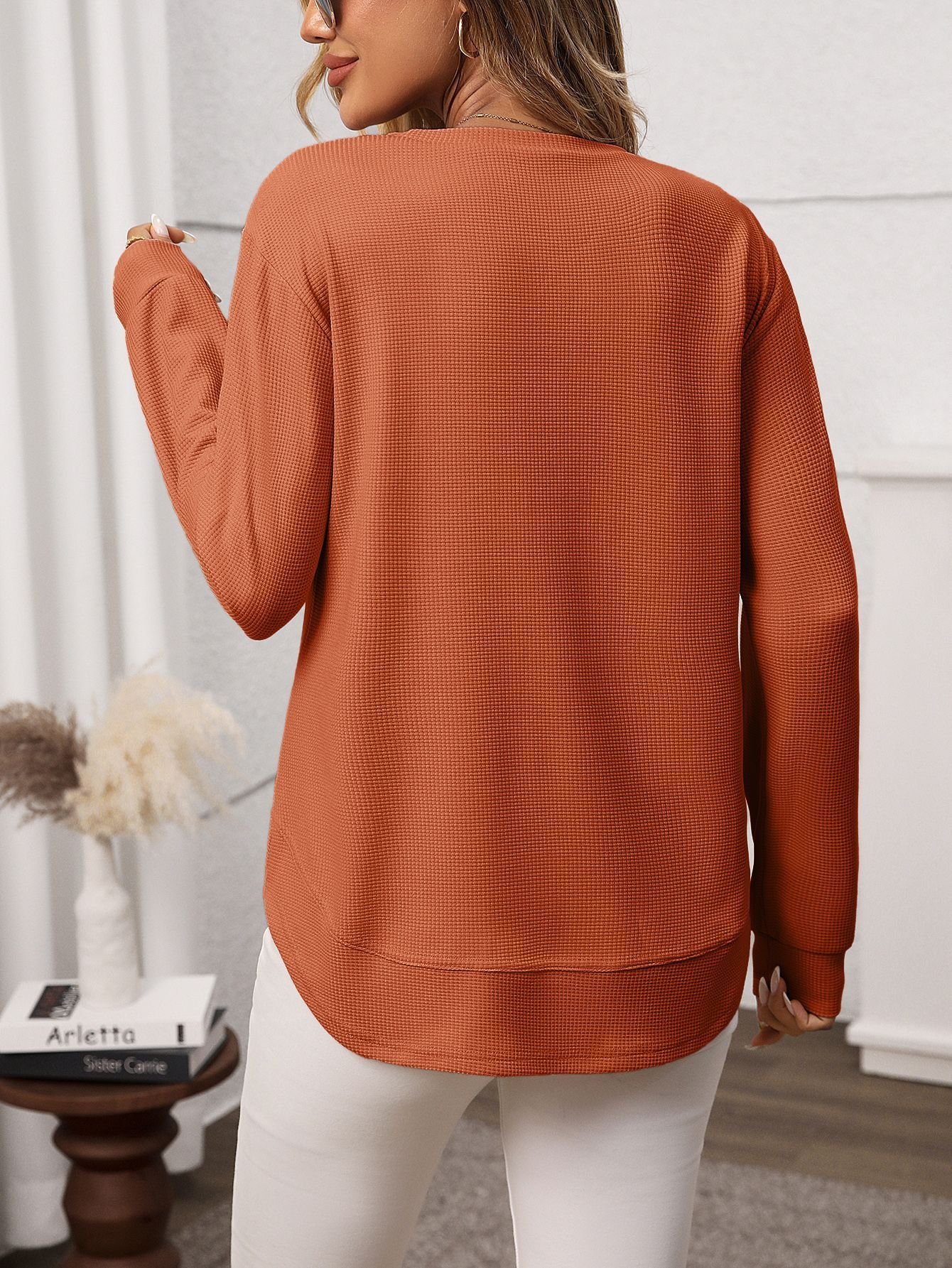 T-shirts Décontracté Plain Printemps / Automne Coton Micro-élasticité Coupe Régulière Manches Longues Régulier Régulier pour Femmes