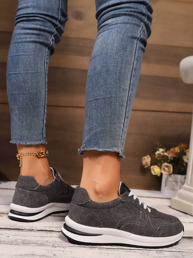 Chaussures Décontractées Décontracté Plain Toutes Les Saisons Mocassin Talon Bas Bout Rond Caoutchouc à Lacets Cortez pour Femmes