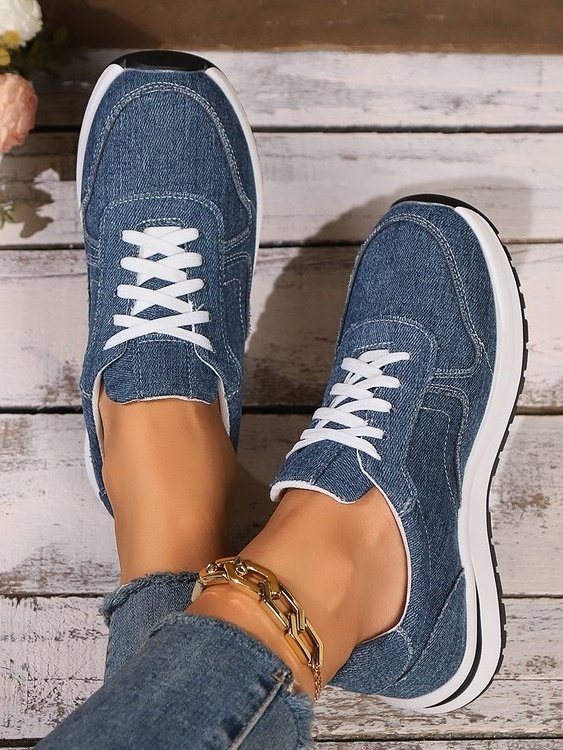 Chaussures Décontractées Décontracté Plain Toutes Les Saisons Mocassin Talon Bas Bout Rond Caoutchouc à Lacets Cortez pour Femmes