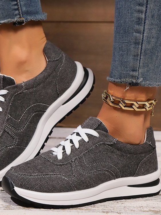 Chaussures Décontractées Décontracté Plain Toutes Les Saisons Mocassin Talon Bas Bout Rond Caoutchouc à Lacets Cortez pour Femmes