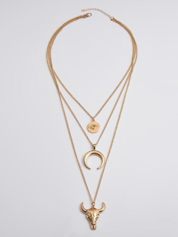 Collier de Style Occidental Imprimé d'Animal Toutes Les Saisons Joint Fendu Vacances Avec Faux Diamant Rétro Style Chaîne Colliers pour Femmes