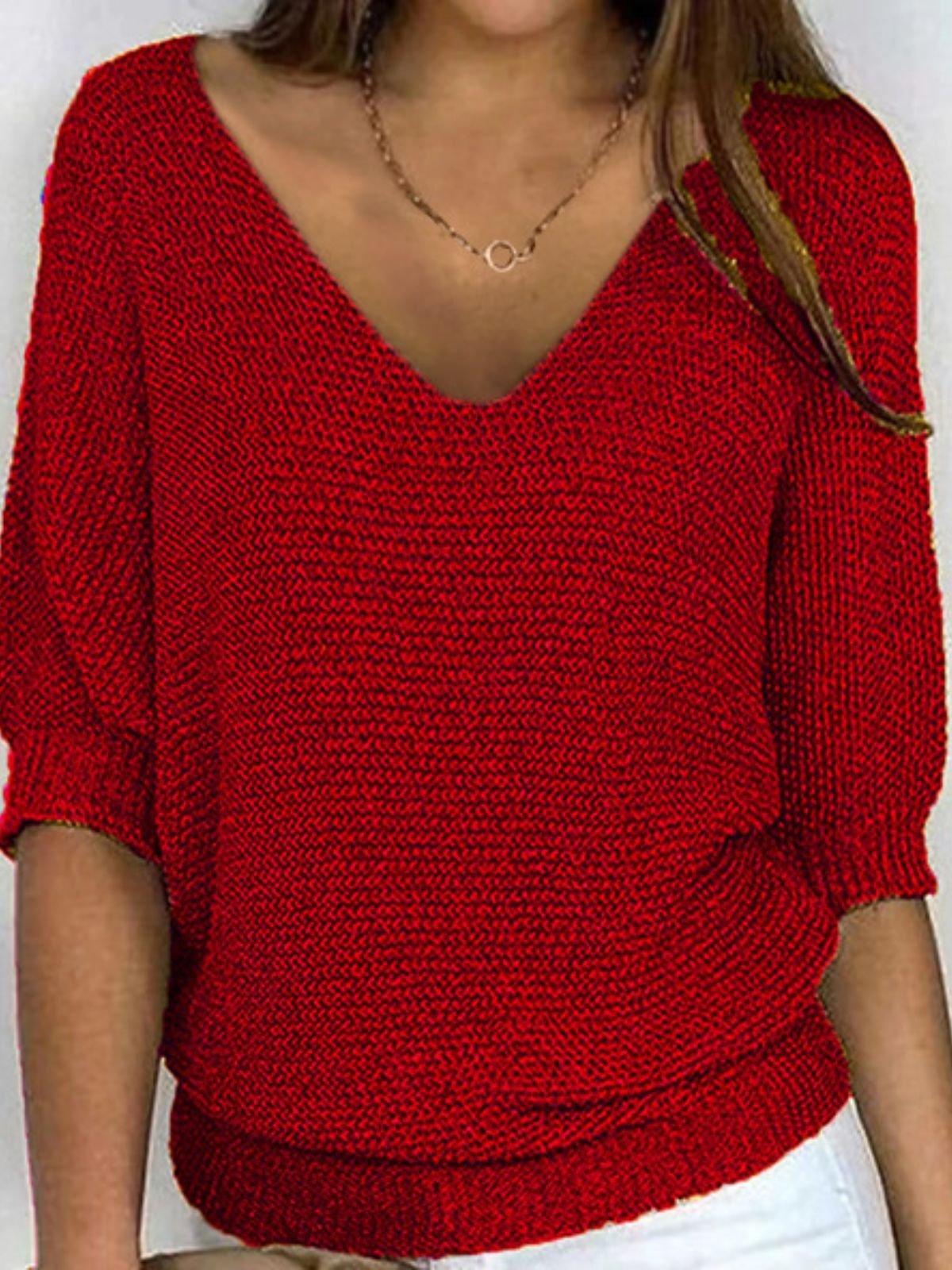 Tricoté Tops Décontracté Plain Printemps / Automne Acrylique Micro-élasticité Domestique Coupe Régulière Régulier Droit pour Femmes