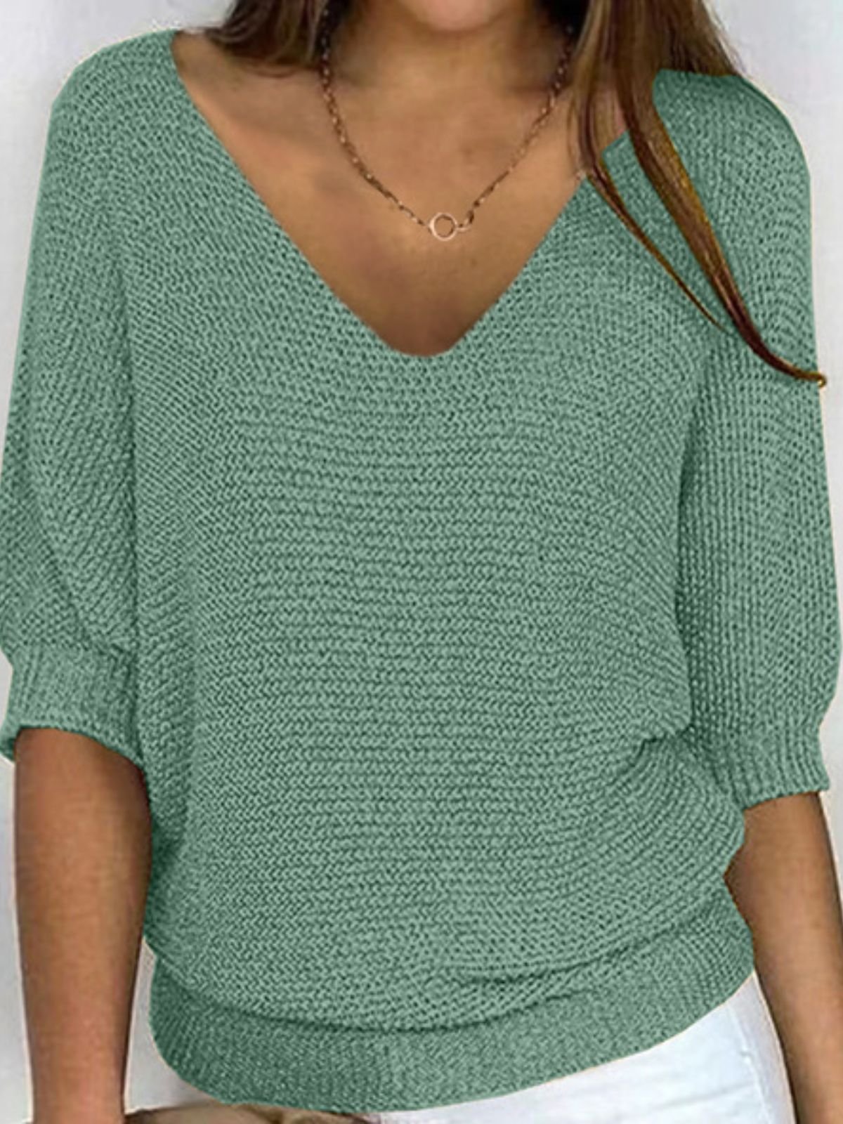 Tricoté Tops Décontracté Plain Printemps / Automne Acrylique Micro-élasticité Domestique Coupe Régulière Régulier Droit pour Femmes