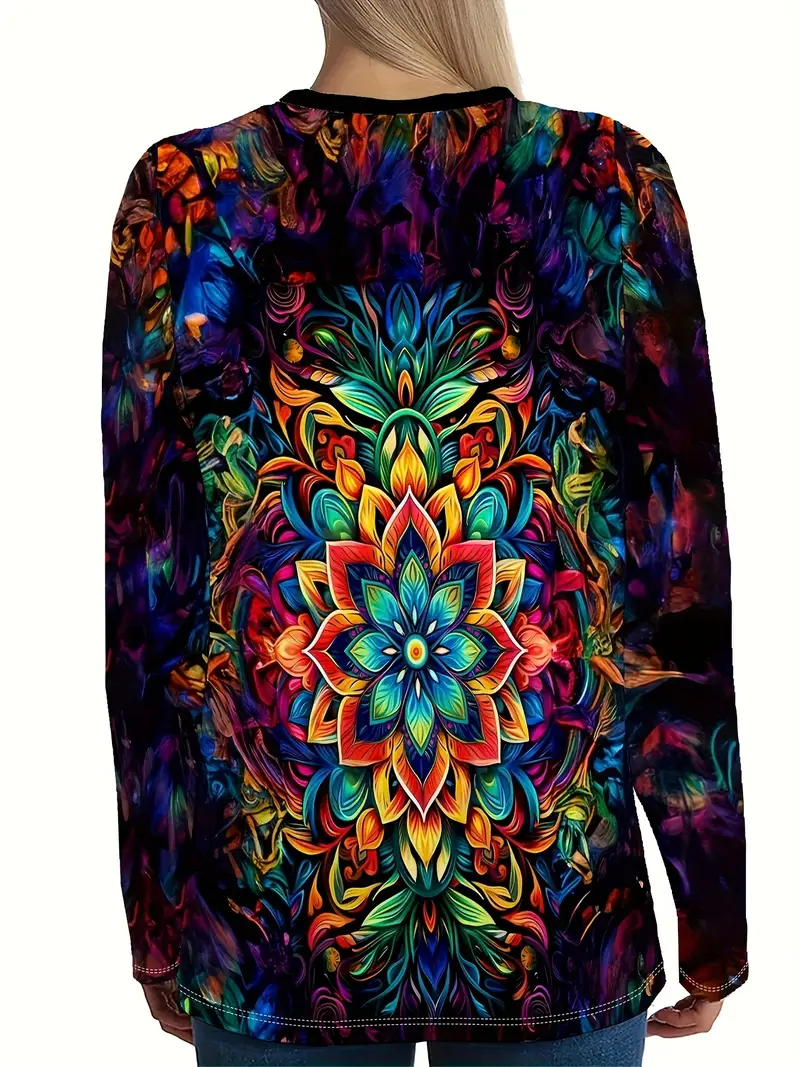 T-shirts Décontracté Abstrait Printemps / Automne Imprimé Jersey Manches Longues Col Rond Régulier Régulier pour Femmes