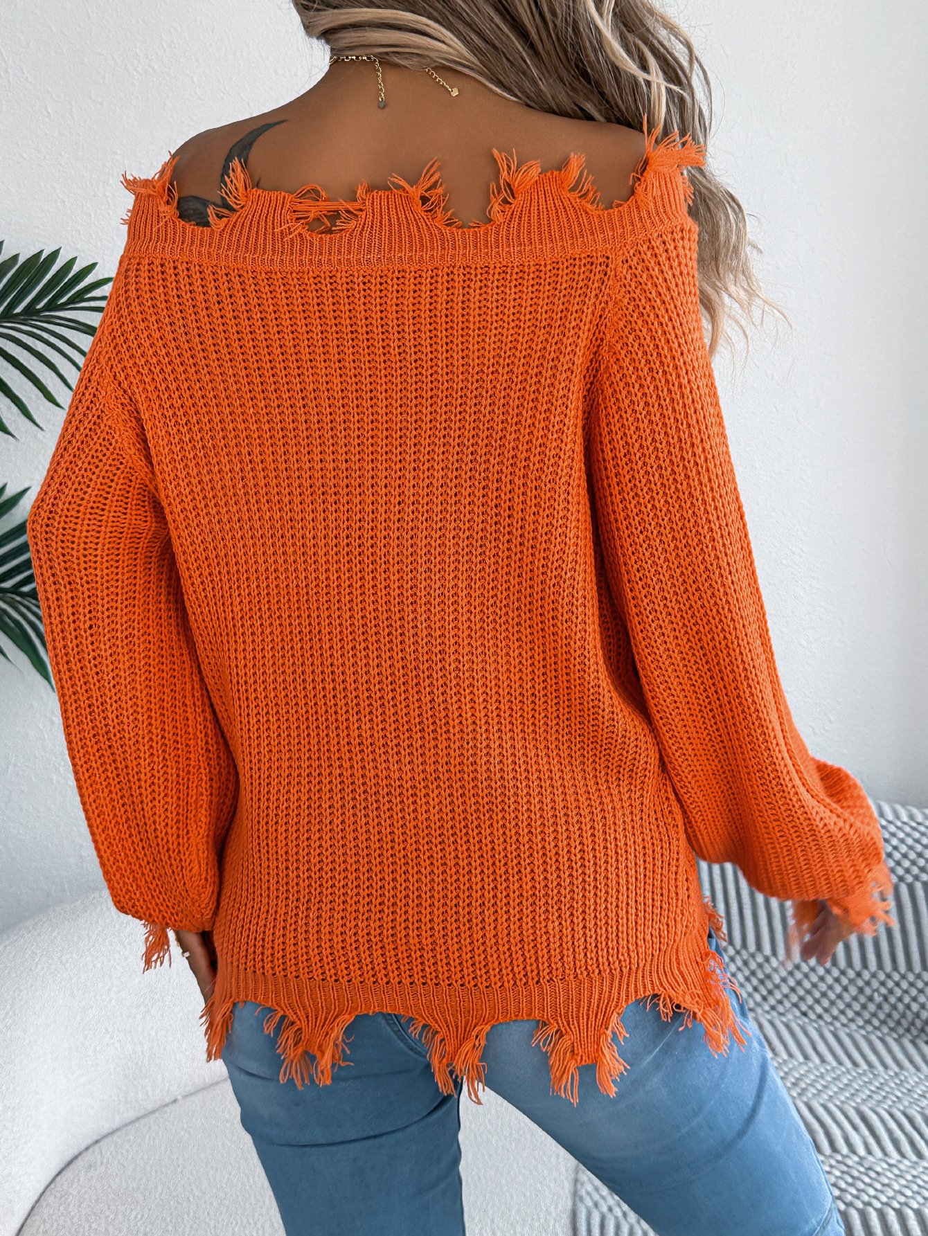 Pulls Femmes Décontracté Plain Printemps / Automne Une Épaule Dénudée Micro-élasticité Coupe Régulière Manches Longues Trapèze Régulier