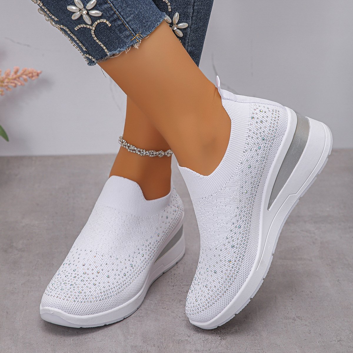 Chaussures Décontractées Femmes Décontracté Plain Toutes Les Saisons Quotidien Coton à Enfiler Talon de Bloc Caoutchouc à Enfiler