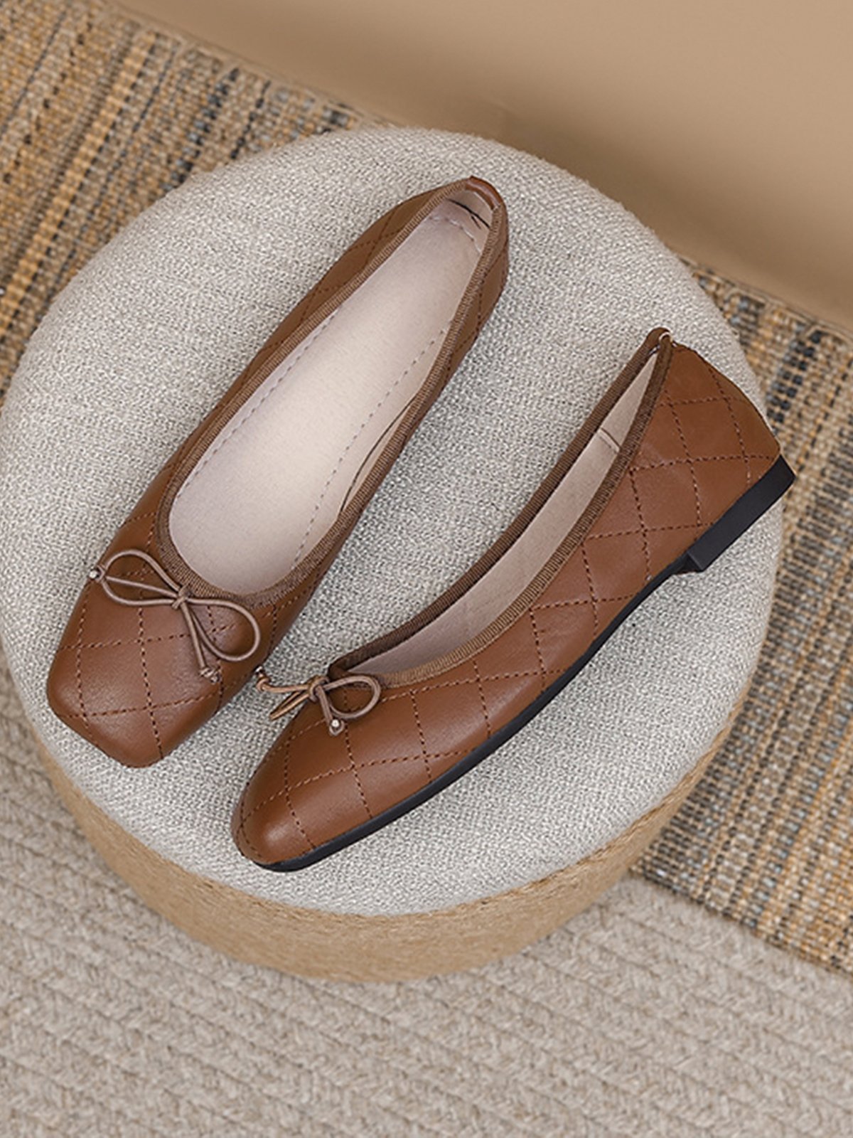 Ballet Chaussures Femmes Décontracté Plain Toutes Les Saisons Ballet Cuir Cuir à Talon Plat Caoutchouc à Enfiler