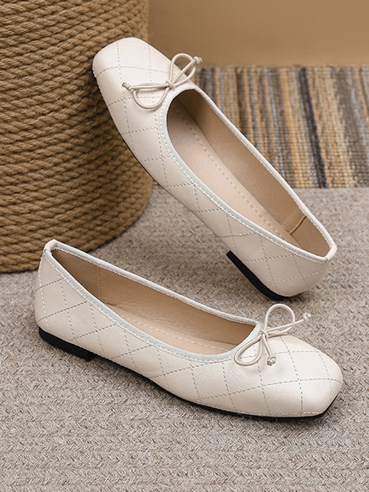Ballet Chaussures Femmes Décontracté Plain Toutes Les Saisons Ballet Cuir Cuir à Talon Plat Caoutchouc à Enfiler