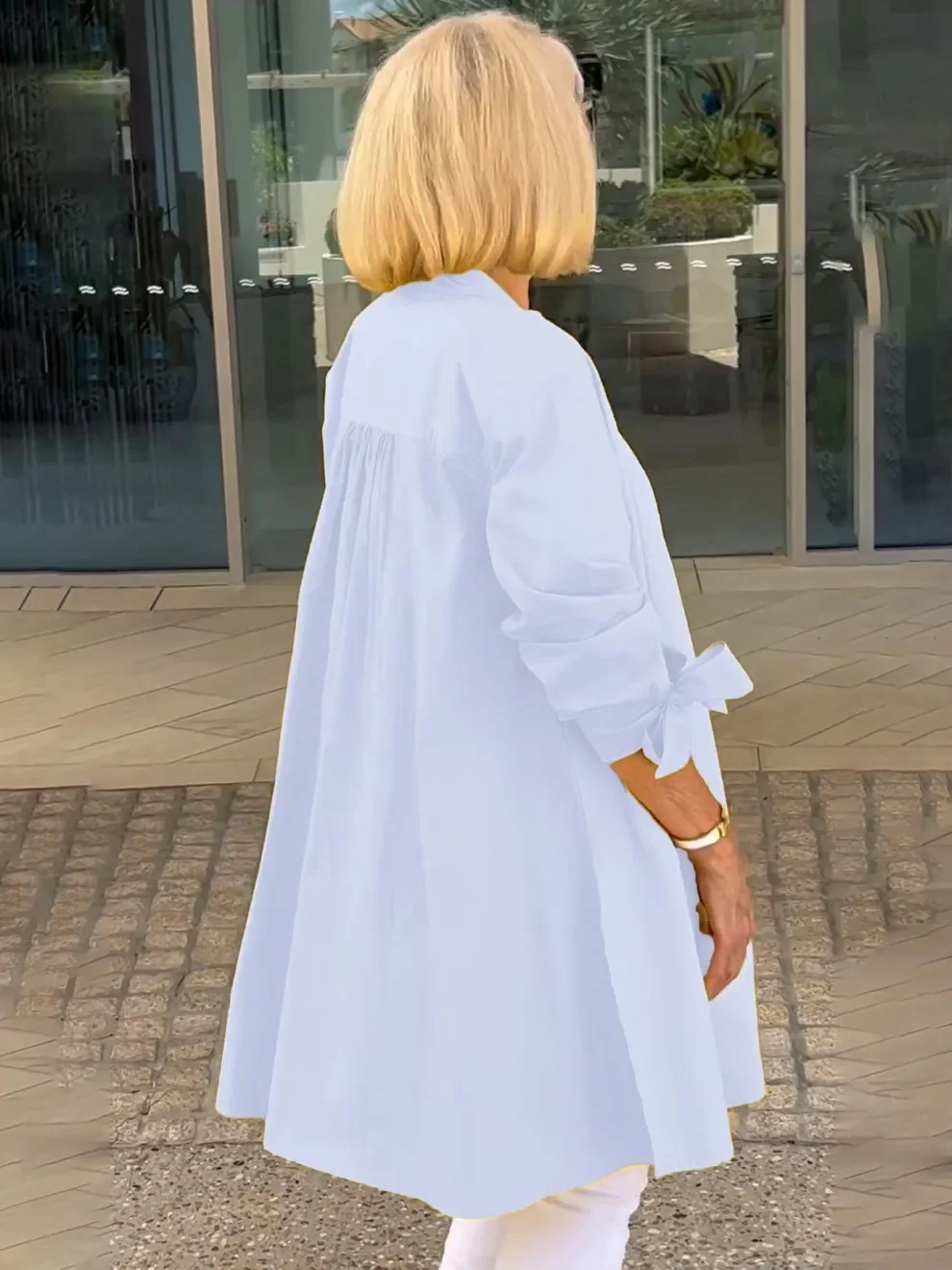 Chemises Femmes Décontracté Plain Printemps / Automne Coton Micro-élasticité Ample Manches Longues Mi-long Régulier