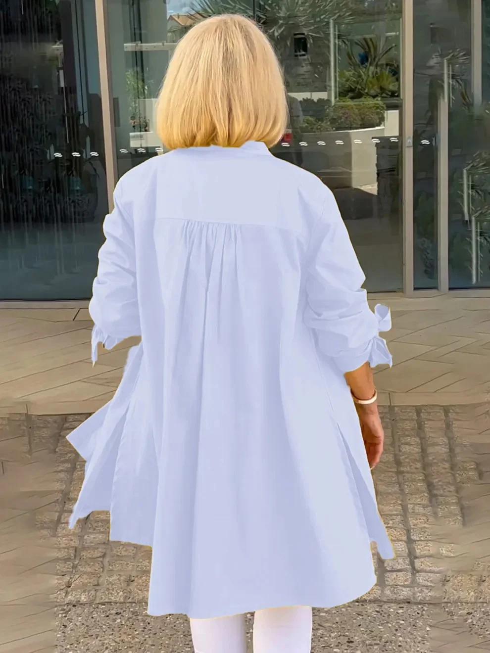 Chemises Femmes Décontracté Plain Printemps / Automne Coton Micro-élasticité Ample Manches Longues Mi-long Régulier