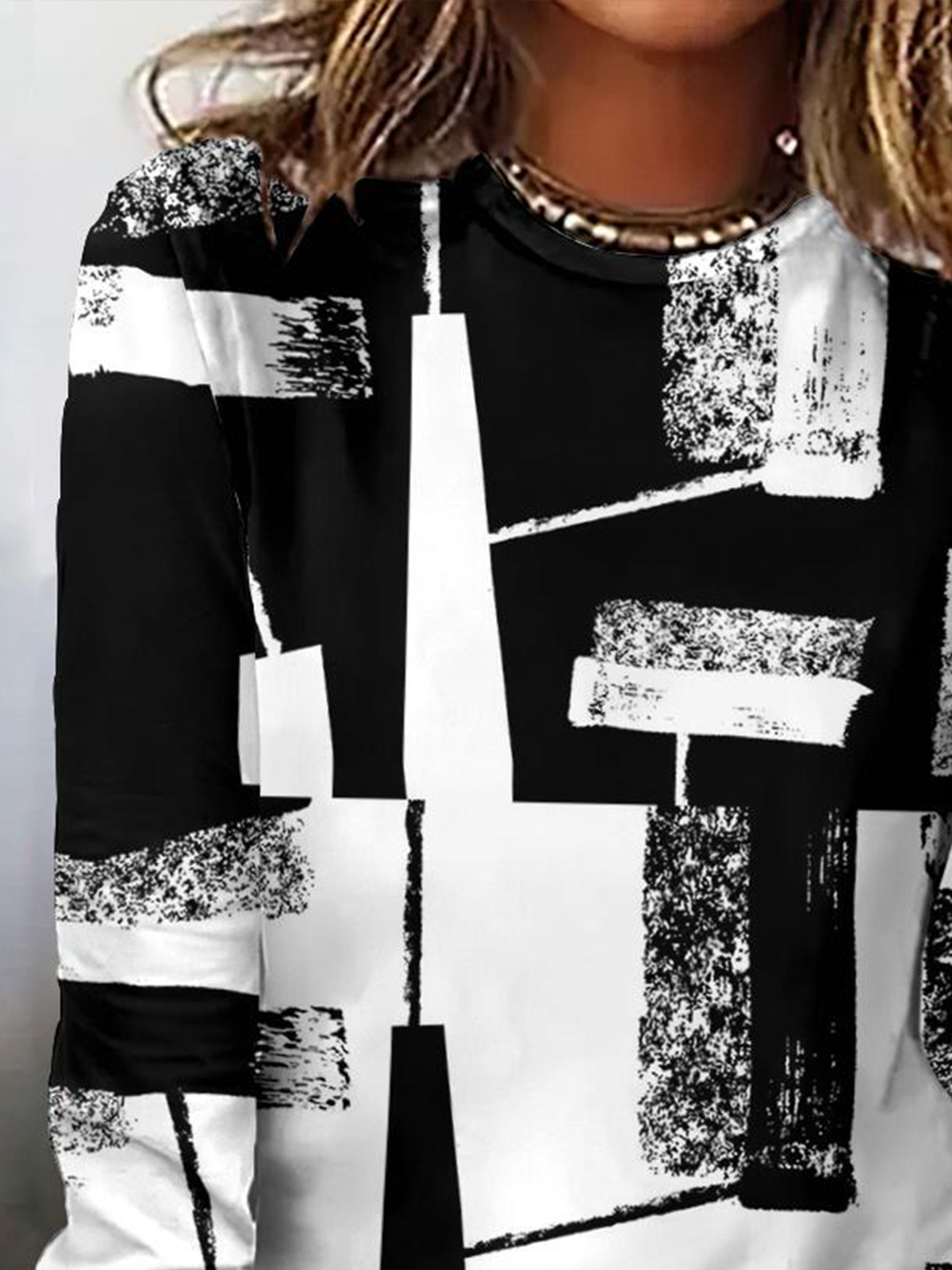 Sweat-shirts Bloc de Couleur Boho Printemps / Automne Micro-élasticité Quotidien Coupe Régulière Col Rond Régulier Droit pour Femmes