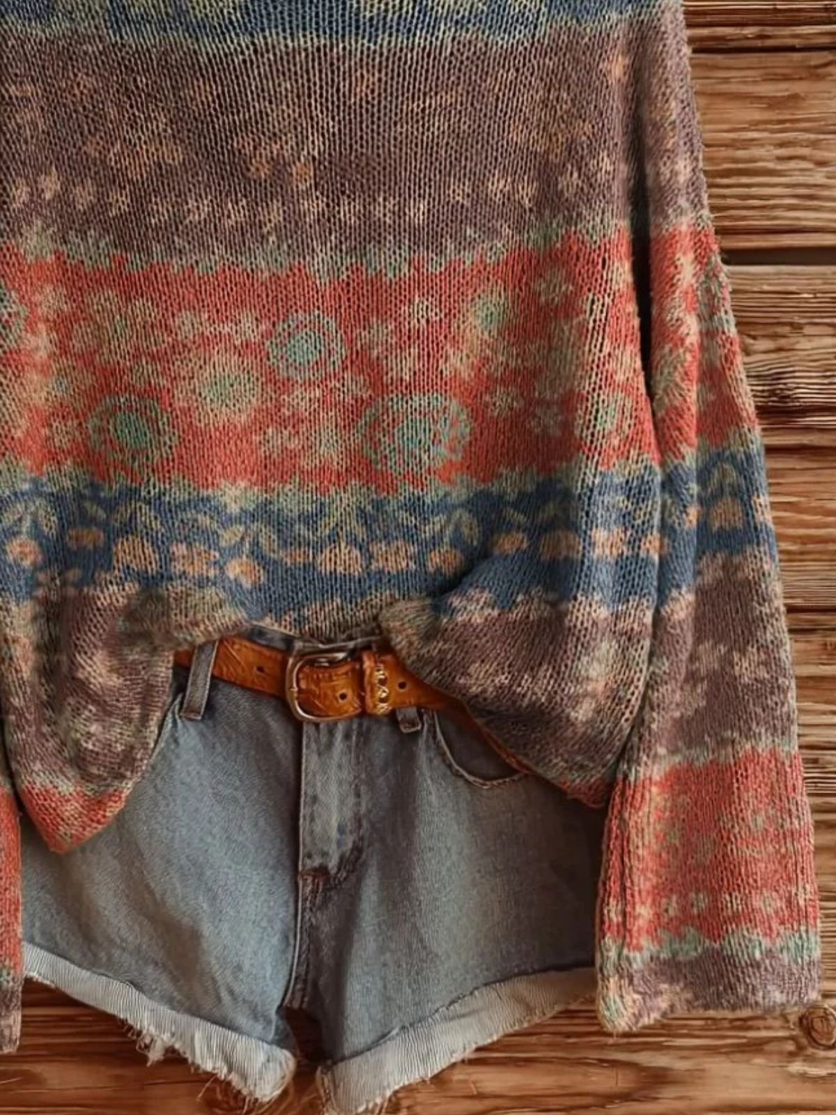 Pulls Vacances Ethnique Printemps / Automne Polyester Manches Longues Col Roulé Régulier Ligne T Régulier pour Femmes