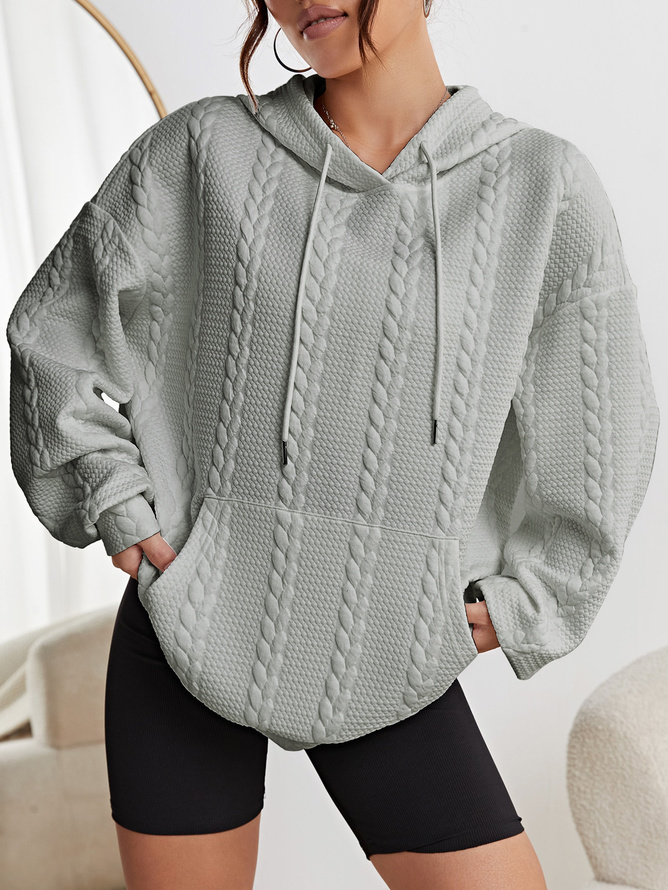 à Capuche Décontracté Plain Printemps / Automne Sweat-shirt à Capuche Poids lourd Quotidien Manches Longues Régulier Droit pour Femmes