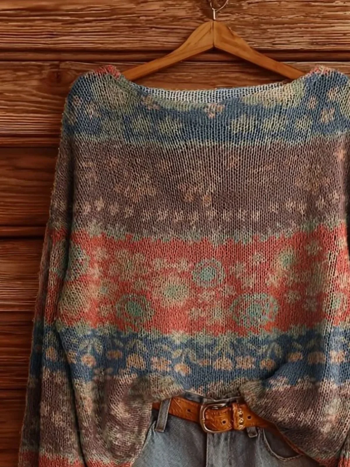 Pulls Vacances Ethnique Printemps / Automne Polyester Manches Longues Col Roulé Régulier Ligne T Régulier pour Femmes