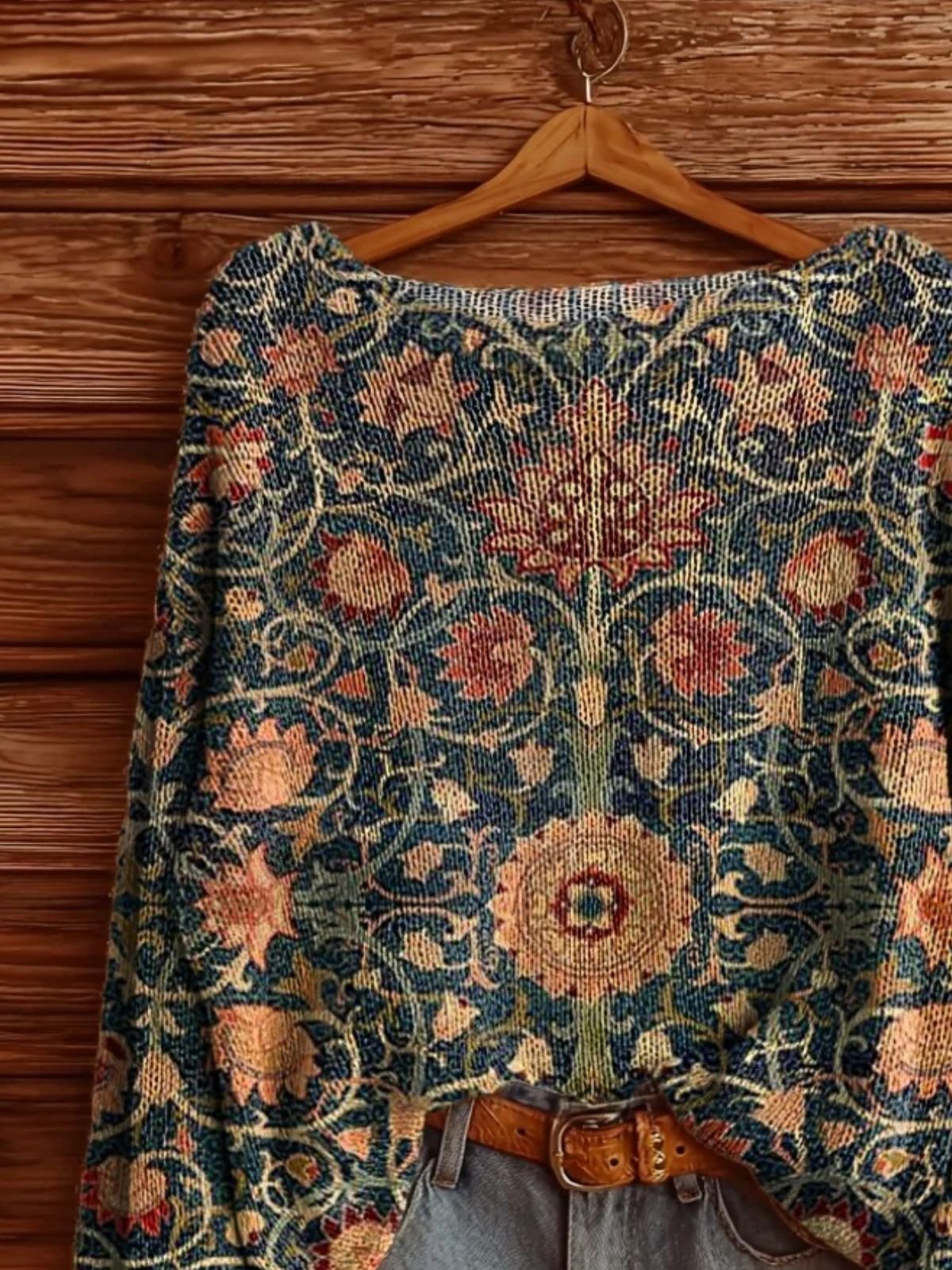 Pulls Rétro Ethnique Printemps / Automne Polyester Micro-élasticité Col Roulé Régulier Ligne T Régulier pour Femmes