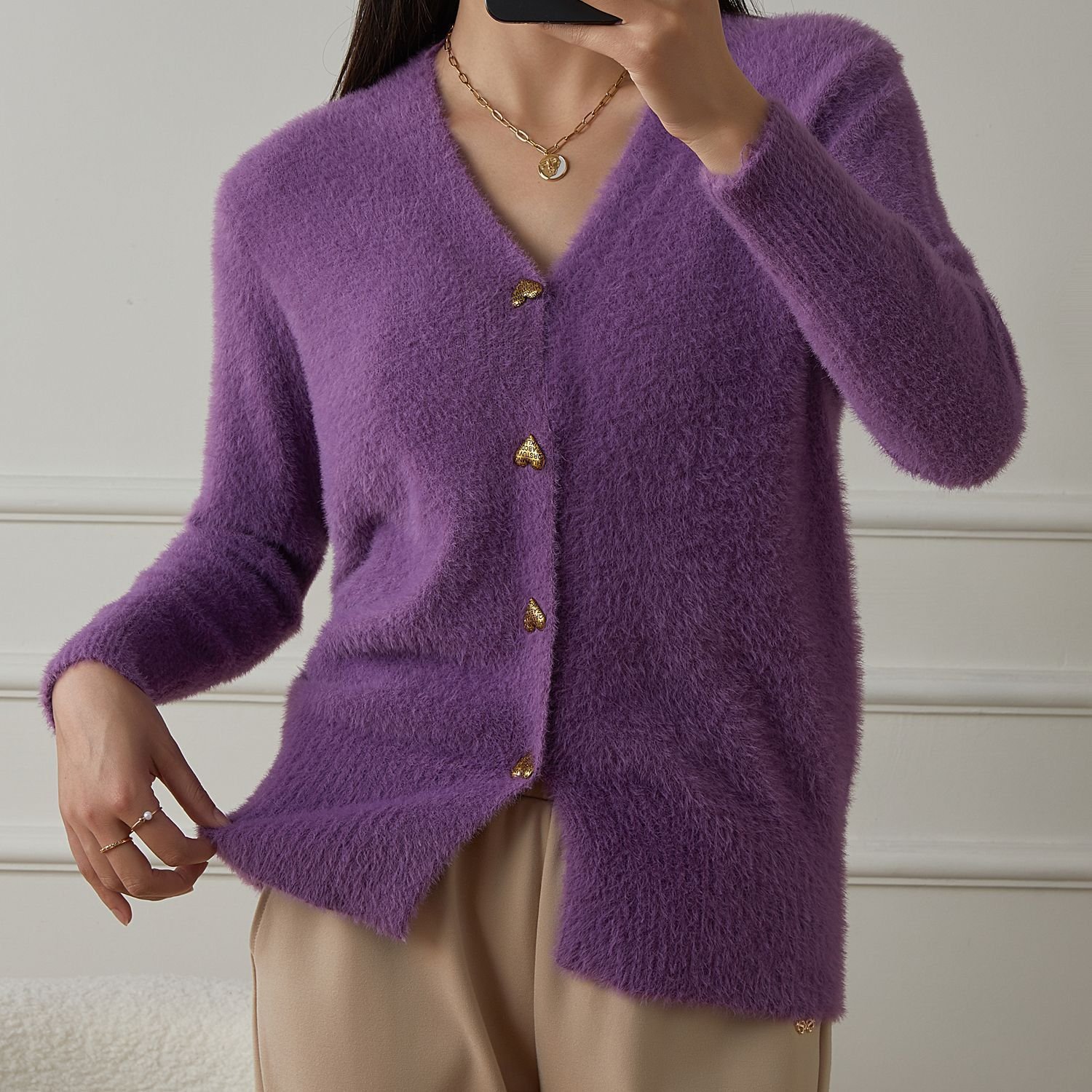 Pulls Femmes Décontracté Plain Printemps / Automne Coton Col V Micro-élasticité Coupe Régulière Trapèze Régulier