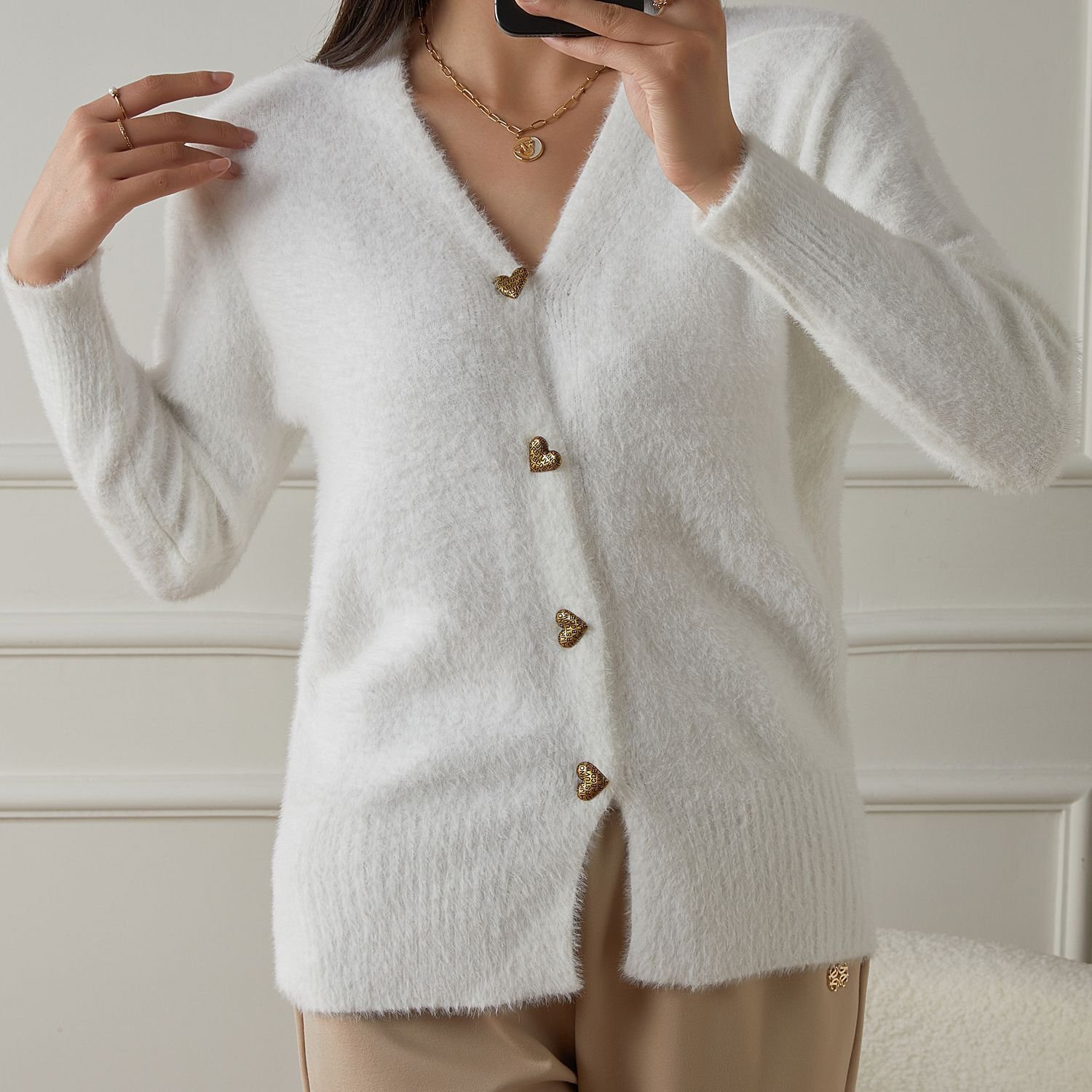 Pulls Femmes Décontracté Plain Printemps / Automne Coton Col V Micro-élasticité Coupe Régulière Trapèze Régulier